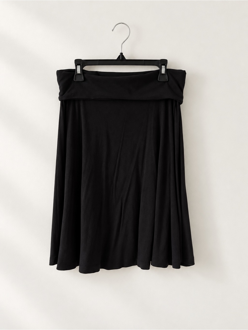 Black Fold-Over Waist A-Line Skirt